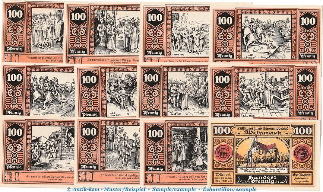 DE 12 X 100 Pf O D 1922 Notgeld Stadt Wilsnack 1433 1 12 X 100