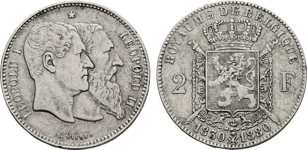 Belgien Francs Leopold Ii Sehr Sch N Fast Sup