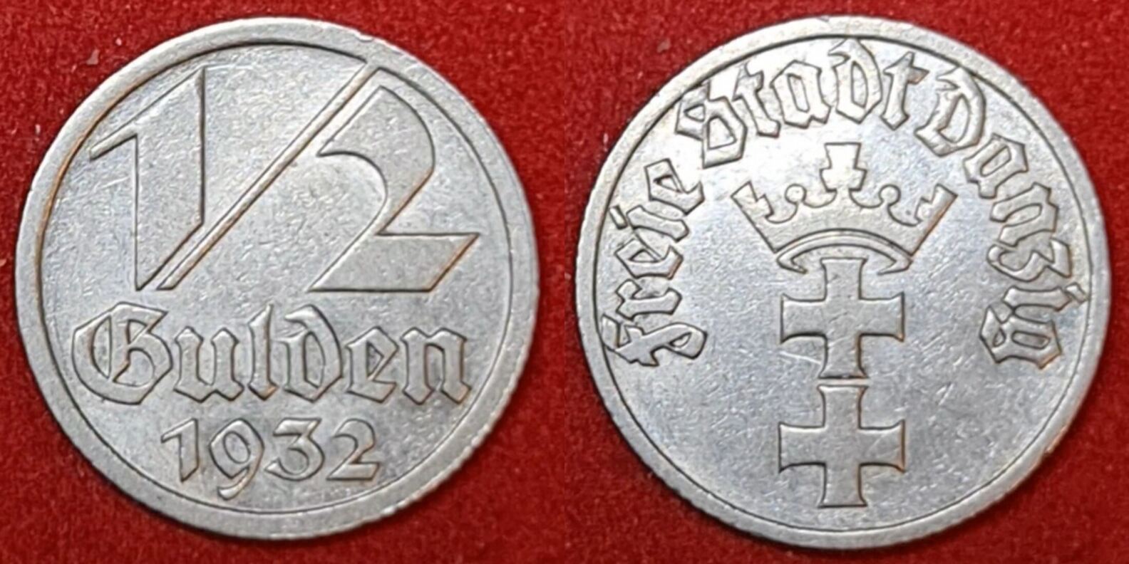 Danzig Freie Stadt Free City 1 2 Gulden 1932 Freie Stadt Wappen SUP