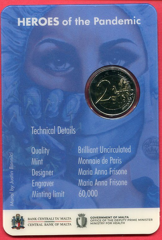 Malta 2 Euro 2021 Helden Der Pandemie Heroes Of The Pandemic BU In