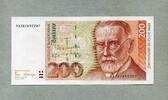 Deutsche Bundesbank 1989 200 Mark - Ersatznote YA - Mediziner Paul Ehrlich / 1854-1915 - -