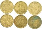 Deutschland 6 X 10 Pfennig Lot 6 X 10 Reichs, und Rentenpfennig -