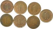 Deutschland 7 x 1 Pfennig Lot von 7 X 1 Pfennig -