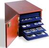 Leuchtturm Münzkabinett für 10 Tableaus im L-Format, mahagonifarben 344974 Neu -