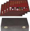 Lindner Echtholzkassette CARUS mit 4 Tableaus für 192 Münzen 2494-6 Neu -