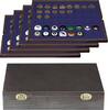 Lindner Echtholzkassette CARUS mit 4 Tableaus für 192 Münzen 2494-6M Neu -