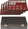 Lindner Echtholzkassette CARUS mit 4 Tableaus für 80 Münzrähmchen 2494-3 Neu -