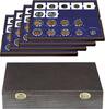 Lindner Echtholzkassette CARUS mit 4 Tableaus für 80 Münzrähmchen 2494-3M Neu -