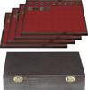 Lindner Echtholzkassette CARUS mit 4 Tableaus für 216 Münzen 2494-10 Neu -