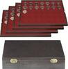 Lindner Echtholzkassette CARUS mit 4 Tableaus für 140 Münzkapseln 2494-11 Neu -