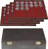 Lindner Echtholzkassette CARUS mit 4 Tableaus für 120 Münzkapseln 2494-8 Neu -