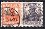 Deutsches Reich Deutsches Reich Zusammendrucke MiNr. W 11 gestempelt MiNr. W 11 Zusammendrucke -