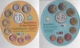 1 CENT SAN MARINO 9 DIF UNC COINS SET - 5 EURO SILVER YEAR MINT PACK -