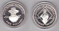 HUTT RIVER PROVINCE SILVER PROOF 5$ COIN YEAR BASEBALL ALEXANDER CARTWRIGHT -