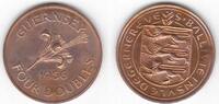 4 DOUBLES GUERNSEY PROOF COIN YEAR KM#15 LILY MINTAGE 2100 PIECES -