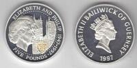  5 POUNDS 1997 GUERNSEY - SILVER  PROOF COIN YEAR GOLDEN WEDDING KM#71a  38,36 EUR35,67 EUR  + 8,52 EUR frais d'envoi