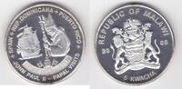 5 KWACHA MALAWI SILVER PROOF COIN YEAR PAPAL VISIT DOMINICANA SPAIN SHIP -