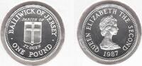 1 POUND JERSEY SILVER PROOF COIN YEAR KM#72a SAINT OUEN -
