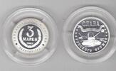3 MARKA KALININGRAD RUSSIA ORIGINAL SILVER PROOF COIN YEAR TANK T-34 -