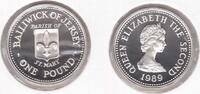 1 POUND JERSEY - RARE SILVER PROOF COIN YEAR KM#75a ST MARY -