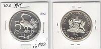 TRINIDAD & TOBAGO – SILVER 5$ PROOF COIN YEAR KM#15 10th INDEPENDENCE BIRD -
