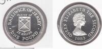 1 POUND JERSEY RARE SILVER PROOF COIN YEAR KM#59a SAINT HELIER -