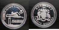 BARBADOS - SILVER UNC 20$ COIN YEAR KM#49 SEOUL OLYMPIC GAMES -