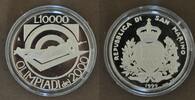 10000 LIRA SAN MARINO – RARE SILVER PROOF YEAR OLYMPICS 2000 KM#398 -