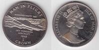 1 CROWN ISLE OF MAN RARE UNC COIN YEAR KM#440.2 JET POWERED AIRCRAFT 1942 -