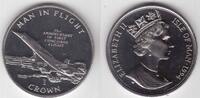 1 CROWN ISLE OF MAN RARE UNC COIN YEAR KM#424 25th ANNI 1st CONCORD FLIGHT -
