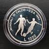 1000 LIRA SAN MARINO RARE SILVER PROOF YEAR KM#318 WORLD CUP USA 94 COA BOX -