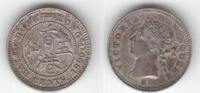 5 CENTS HONG KONG - SILVER XF+ COIN YEAR KM#5 VICTORIA -