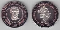 1 CROWN TURKS AND CAICOS ISLANDS SILVER PROOF COIN YEAR CHARLES PIEDFORT P7 -