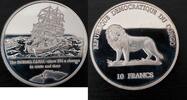 10 FRANCS CONGO RARE SILVER PROOF COIN 2000 YEAR KM#25 SHIP PANAMA CANAL -