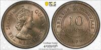 10 CENTS BRITISH HONDURAS UNC COIN YEAR KM#32 PCGS GRADING MS66 TOP POP -