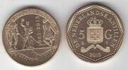 5 GULDEN NETHERLANDS ANTILLES UNC COIN YEAR 150th ANNI FREEDOM -