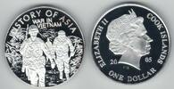  COOK ISLANDS SILVERED PROOFLIKE 1$ COIN YEAR HISTORY OF ASIA WAR IN VIETNAM  2005 