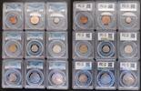 CROWN UK UNITED KINGDOM 9 DIF AU - UNC COINS SET 1/4p - HALF YEAR PCGS +BOX -