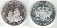 SAINT KITTS NAVIS SILVER 20$ PROOF COIN YEAR KM#4a 200th ANNI BATTLE SHIP -