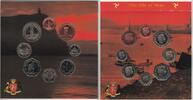 1 PENNY ISLE OF MAN 8 DIF BU COINS SET - 2 POUNDS BIMETAL YEAR MINT PACKAGE -