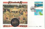  2 POUNDS 1993 ALDERNEY  £2 UNC COIN YEAR KM#5 CORONATION JUBILEE FDC  34,36 EUR31,95 EUR  + 8,59 EUR frais d'envoi