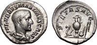 Roman Empire AD 235-236 MAXIMUS AR Denarius. EF. Priestly implements. SUP