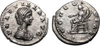 Roman Empire Denarius PLAUTILLA AR Denarius. EF. Laodicea ad Mare. The concord. -
