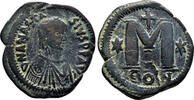 Byzantine Empire Follis ANASTASIUS I AE Follis. VF. Constantinopolis mint. -