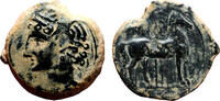Carthaginian Unit Carthaginian AE Unit. VF+. Circa 237-209 BC. Tanit. -