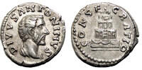 Roman Empire Denarius ANTONINUS PIUS AR Denarius. Almost EF. The consecration. -