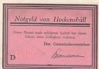 DE Notgeld Hockensbüll 50 Pfennig -D- Notgeld Gemeinde Hockensbüll 614.2.b , 50 Pfennig Schein -D- in kfr. o.D. SH -