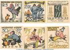 Serienscheine DE 6 Scheine kpl. -Tropfen- Notgeld Stadt Altona 30.1 , Set mit 6 Scheinen -Wz.Tropfen- in kfr. von 1921 HH -