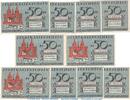 DE 10 x 50 Pfennig -dekret- Notgeld Stadt Wittenberg 1443.2 , Set -dekret- mit 10 Scheinen in kfr. von 1920 -