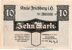 DE 10 Mark Notgeld Kreis Friedberg , 10 Mark Schein in gbr. Geiger 161.02.a , von 1918 , HE -